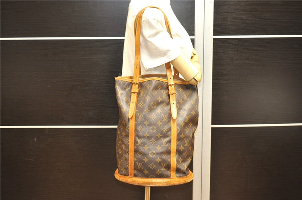 Authentic Louis Vuitton Monogram Bucket GM Shoulder Tote Bag M42236 Junk 5241I