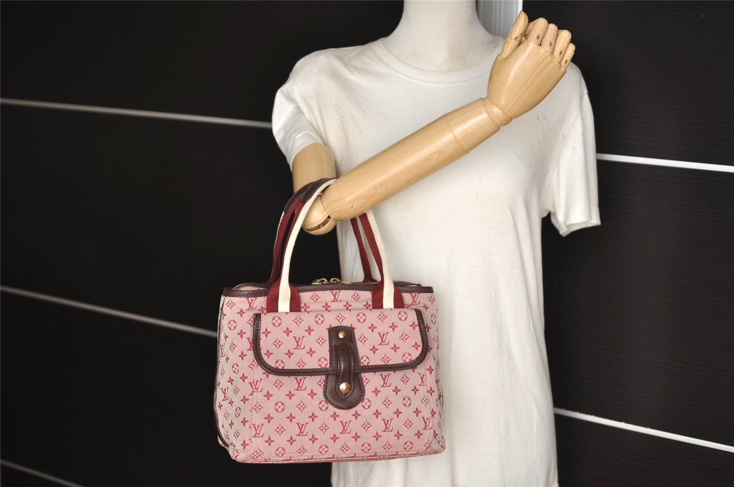 Auth Louis Vuitton Monogram Mini Sac Marie Kate Hand Bag Pink M92506 LV 5241J