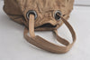 Authentic Christian Dior Cannage Nylon Leather Drawstring Bag Beige Junk 5241K