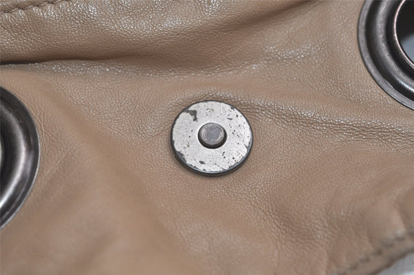 Authentic Christian Dior Cannage Nylon Leather Drawstring Bag Beige Junk 5241K