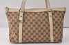 Authentic GUCCI Abbey Shoulder Tote Bag GG Canvas Leather 141470 Brown 5242K