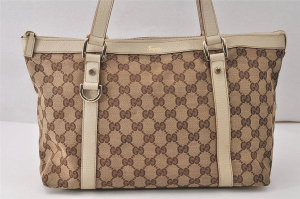 Authentic GUCCI Abbey Shoulder Tote Bag GG Canvas Leather 141470 Brown 5242K