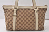 Authentic GUCCI Abbey Shoulder Tote Bag GG Canvas Leather 141470 Brown 5242K