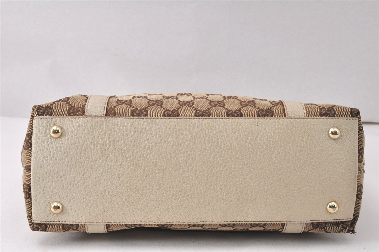 Authentic GUCCI Abbey Shoulder Tote Bag GG Canvas Leather 141470 Brown 5242K
