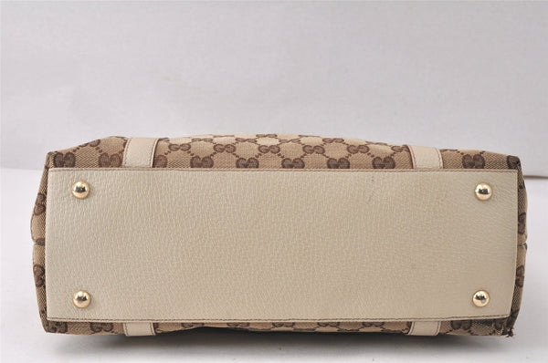 Authentic GUCCI Abbey Shoulder Tote Bag GG Canvas Leather 141470 Brown 5242K