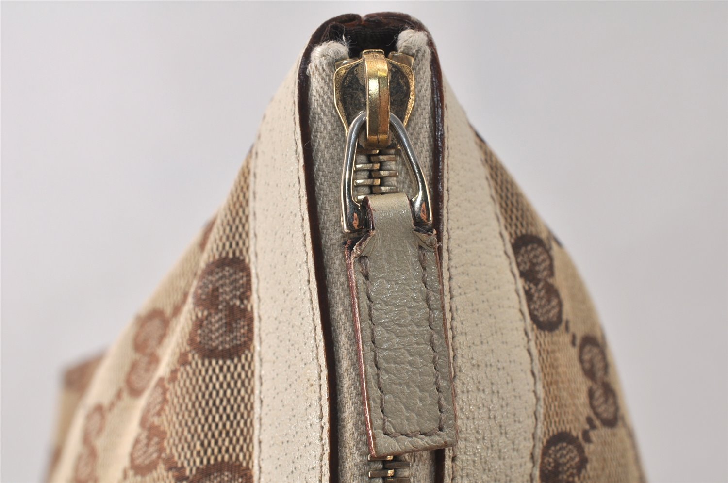 Authentic GUCCI Abbey Shoulder Tote Bag GG Canvas Leather 141470 Brown 5242K