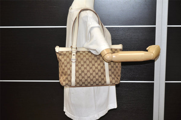 Authentic GUCCI Abbey Shoulder Tote Bag GG Canvas Leather 141470 Brown 5242K