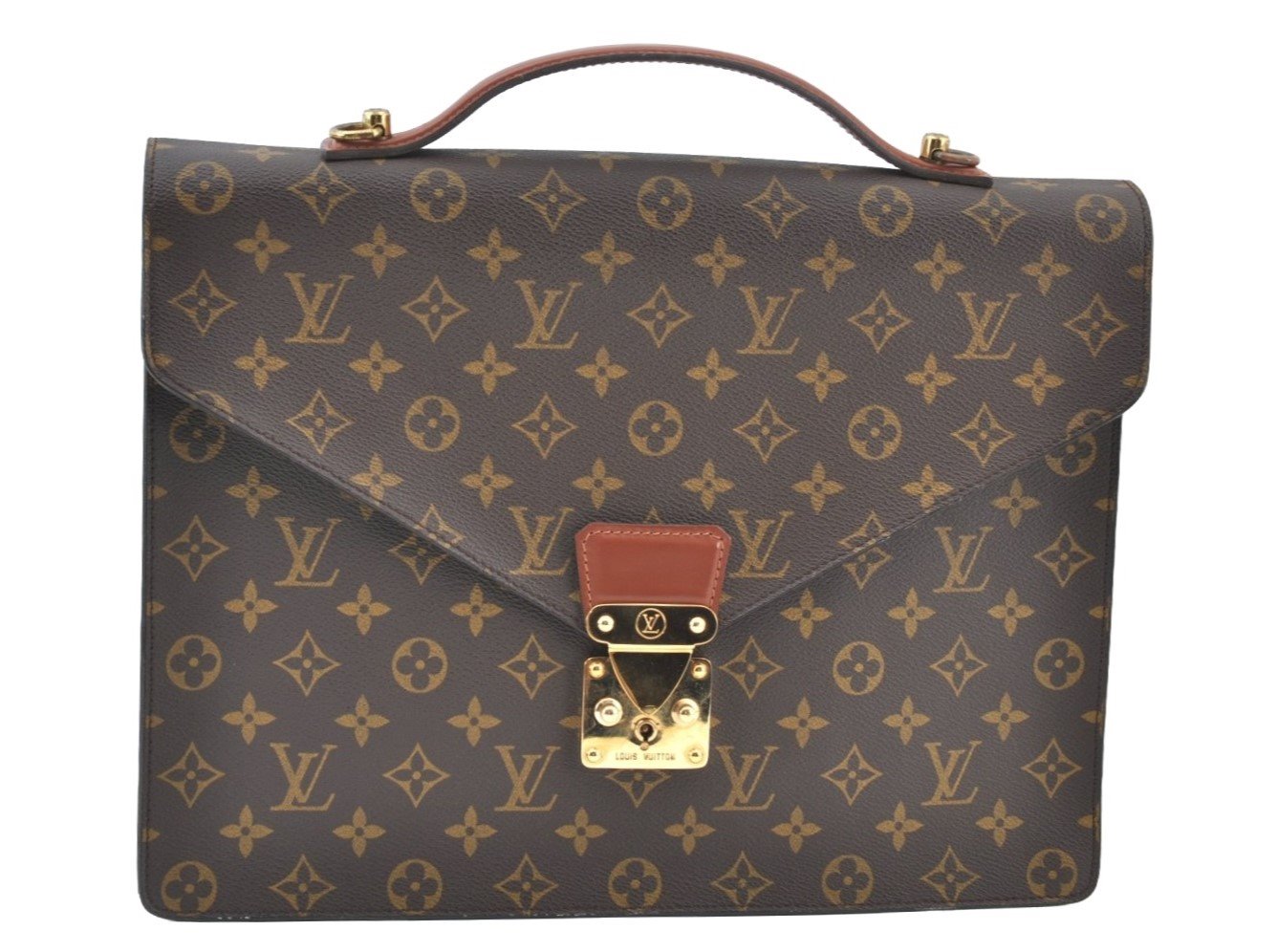 Auth Louis Vuitton Monogram Porte Documents Bandouliere M53338 Briefcase 5243H