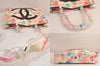 Auth CHANEL Floral Tote Bag Plastic Chain Vinyl Enamel CC Logo Cream Junk 5245M