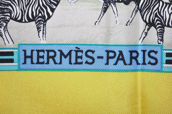 Authentic HERMES Carre 90 Scarf "TROPIQUES" Silk Yellow 5246J