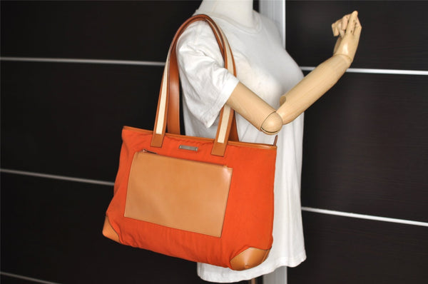 Authentic GUCCI Vintage Shoulder Tote Bag Canvas Leather Orange 5248I