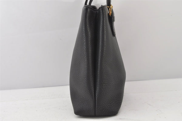 Authentic Burberrys Vintage Leather Hand Bag Purse Black 5248K