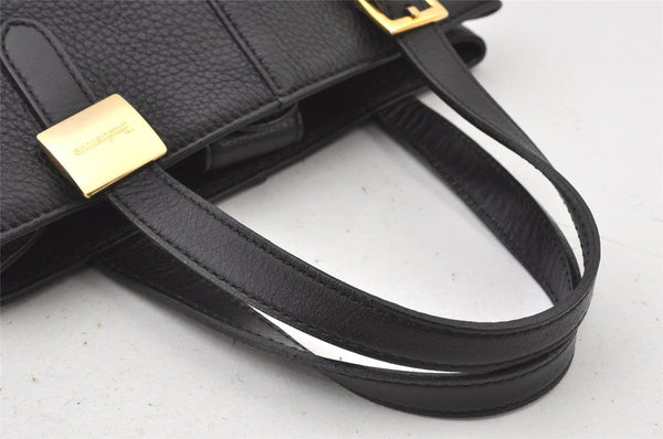 Authentic Burberrys Vintage Leather Hand Bag Purse Black 5248K