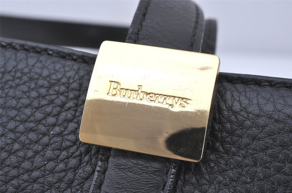 Authentic Burberrys Vintage Leather Hand Bag Purse Black 5248K