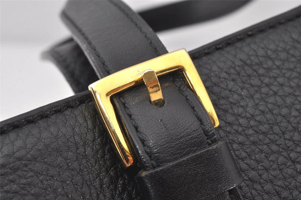 Authentic Burberrys Vintage Leather Hand Bag Purse Black 5248K
