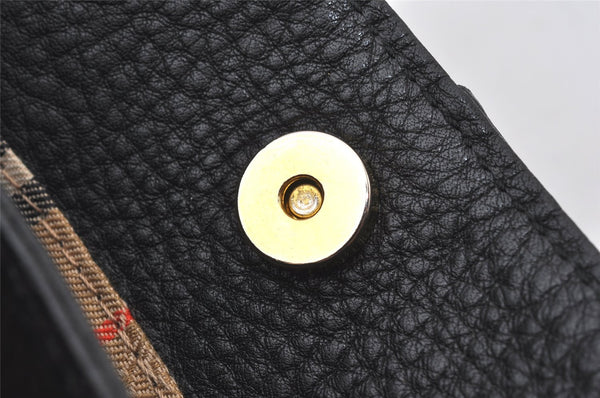 Authentic Burberrys Vintage Leather Hand Bag Purse Black 5248K