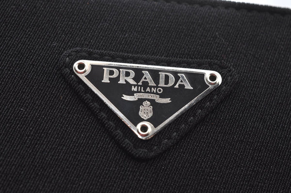 Authentic PRADA Vintage Cotton Plastic Shoulder Bag Purse Black 5249I