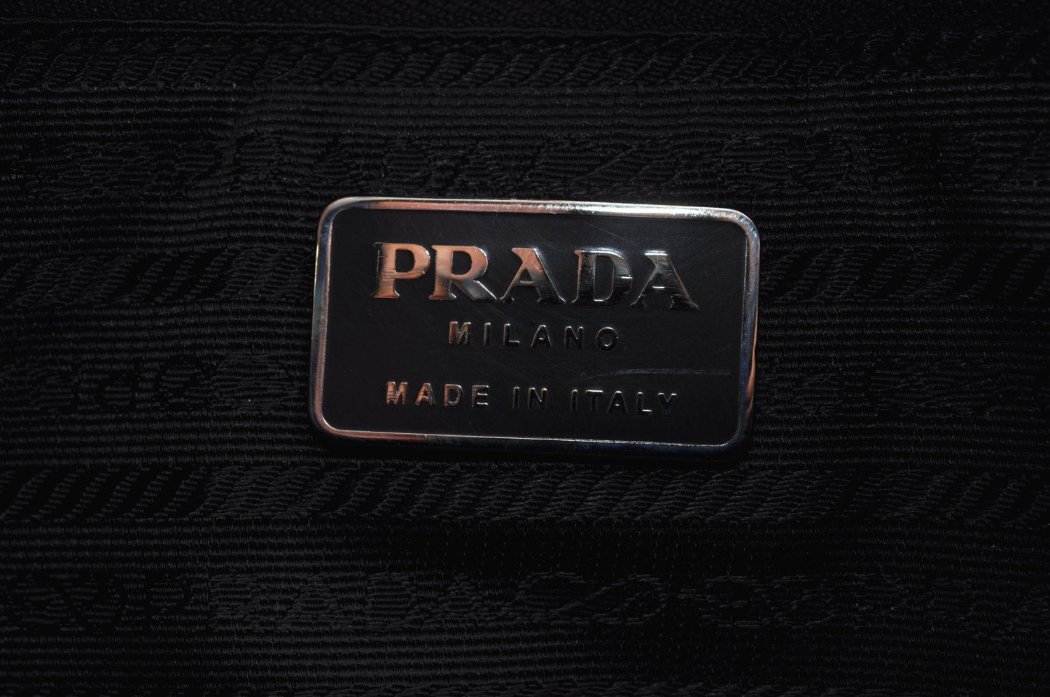 Authentic PRADA Vintage Cotton Plastic Shoulder Bag Purse Black 5249I