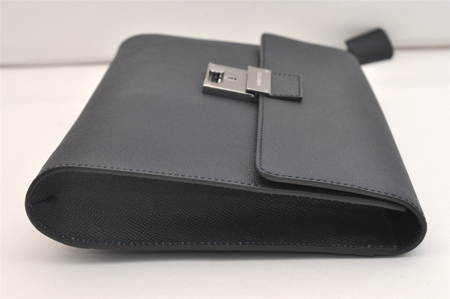 Authentic DOLCE&GABBANA Clutch Hand Bag Purse Leather Navy Blue 5249J