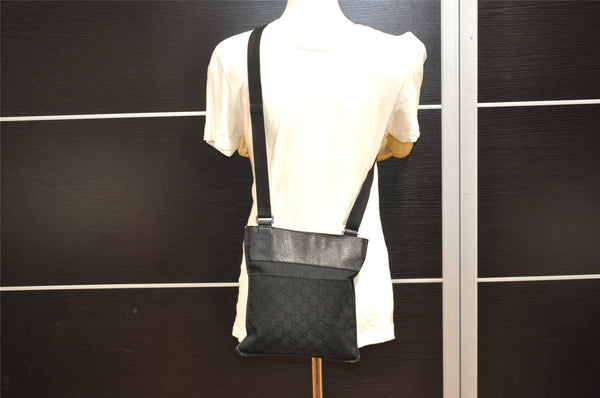 Authentic GUCCI Shoulder Cross Body Bag GG Canvas Leather 27639 Black 5250I