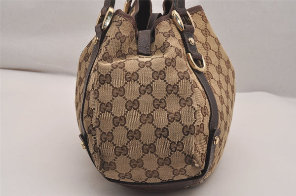 Authentic GUCCI Abbey Shoulder Tote Bag GG Canvas Leather 130736 Brown 5250J