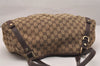 Authentic GUCCI Abbey Shoulder Tote Bag GG Canvas Leather 130736 Brown 5250J