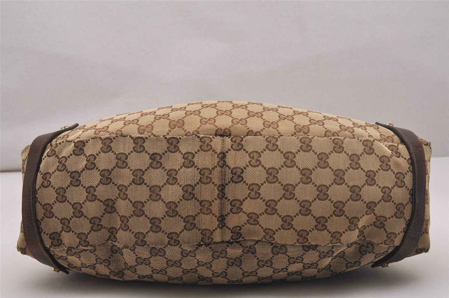 Authentic GUCCI Abbey Shoulder Tote Bag GG Canvas Leather 130736 Brown 5250J