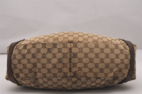 Authentic GUCCI Abbey Shoulder Tote Bag GG Canvas Leather 130736 Brown 5250J