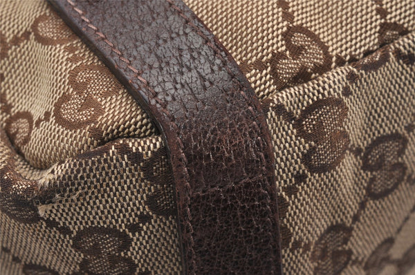 Authentic GUCCI Abbey Shoulder Tote Bag GG Canvas Leather 130736 Brown 5250J