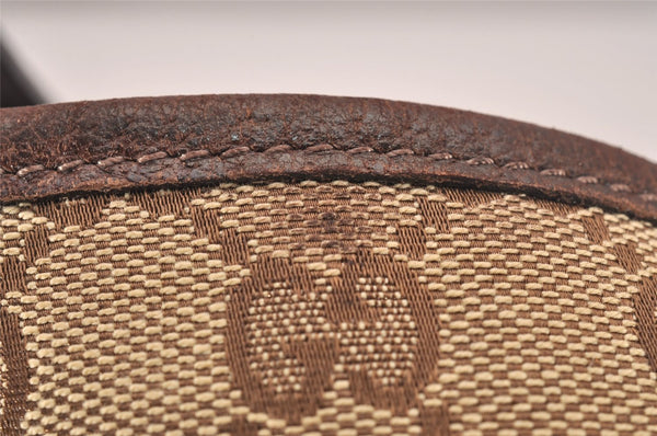 Authentic GUCCI Abbey Shoulder Tote Bag GG Canvas Leather 130736 Brown 5250J