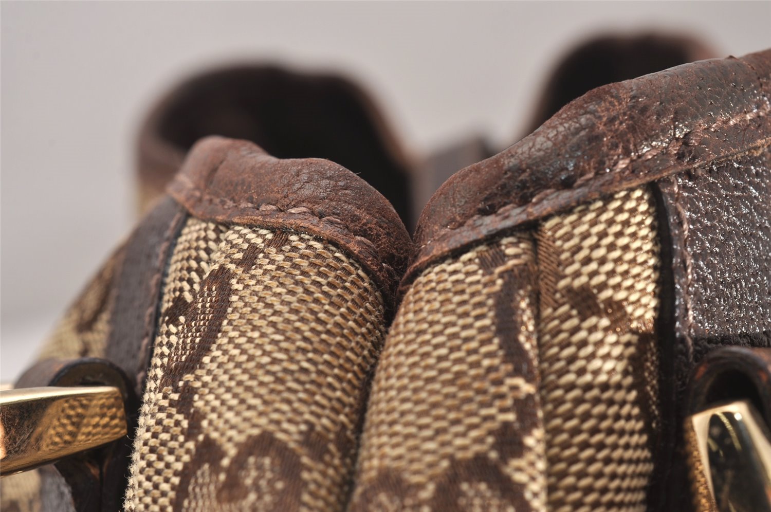 Authentic GUCCI Abbey Shoulder Tote Bag GG Canvas Leather 130736 Brown 5250J