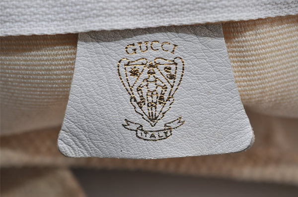 Authentic GUCCI Web Sherry Line Micro GG PVC Leather Travel Bag White Junk 5251I