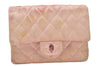 Authentic CHANEL Vintage Satin Matelasse Shoulder Bag Purse Pink Junk CC 5252K