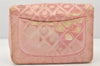 Authentic CHANEL Vintage Satin Matelasse Shoulder Bag Purse Pink Junk CC 5252K