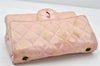 Authentic CHANEL Vintage Satin Matelasse Shoulder Bag Purse Pink Junk CC 5252K