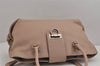 Authentic Salvatore Ferragamo Gancini Leather Shoulder Tote Bag Pink Beige 5253J