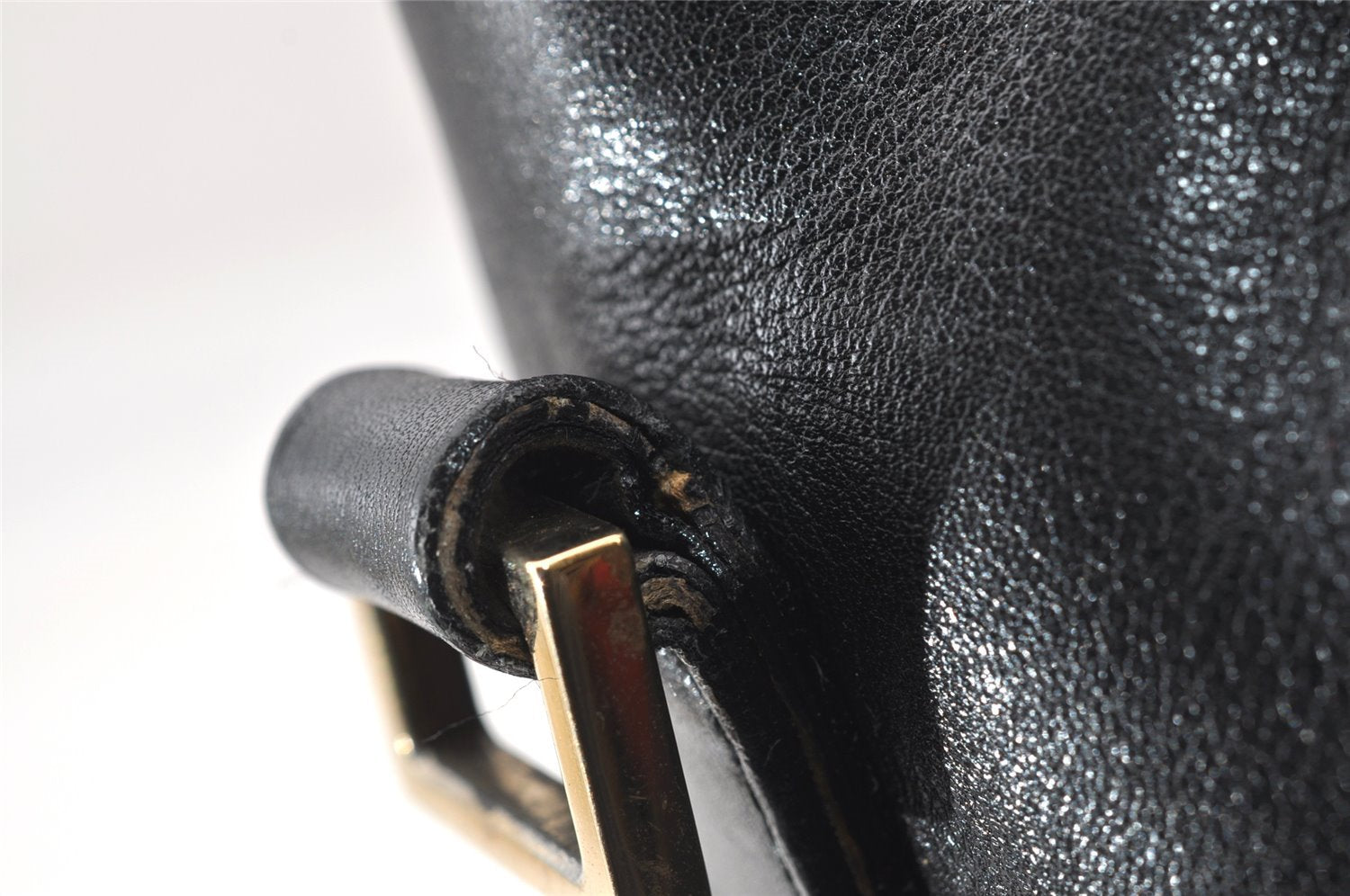 Authentic GUCCI Bamboo Vintage 2way Hand Shoulder Bag Leather Black Junk 5254I