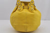 Auth BALENCIAGA Giant Mini Pompon 2Way Hand Bag Leather 2509207 Yellow 5254J