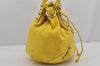 Auth BALENCIAGA Giant Mini Pompon 2Way Hand Bag Leather 2509207 Yellow 5254J