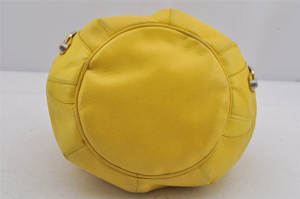 Auth BALENCIAGA Giant Mini Pompon 2Way Hand Bag Leather 2509207 Yellow 5254J