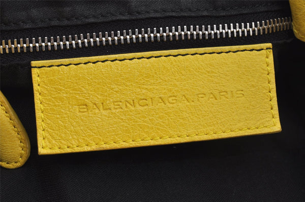 Auth BALENCIAGA Giant Mini Pompon 2Way Hand Bag Leather 2509207 Yellow 5254J