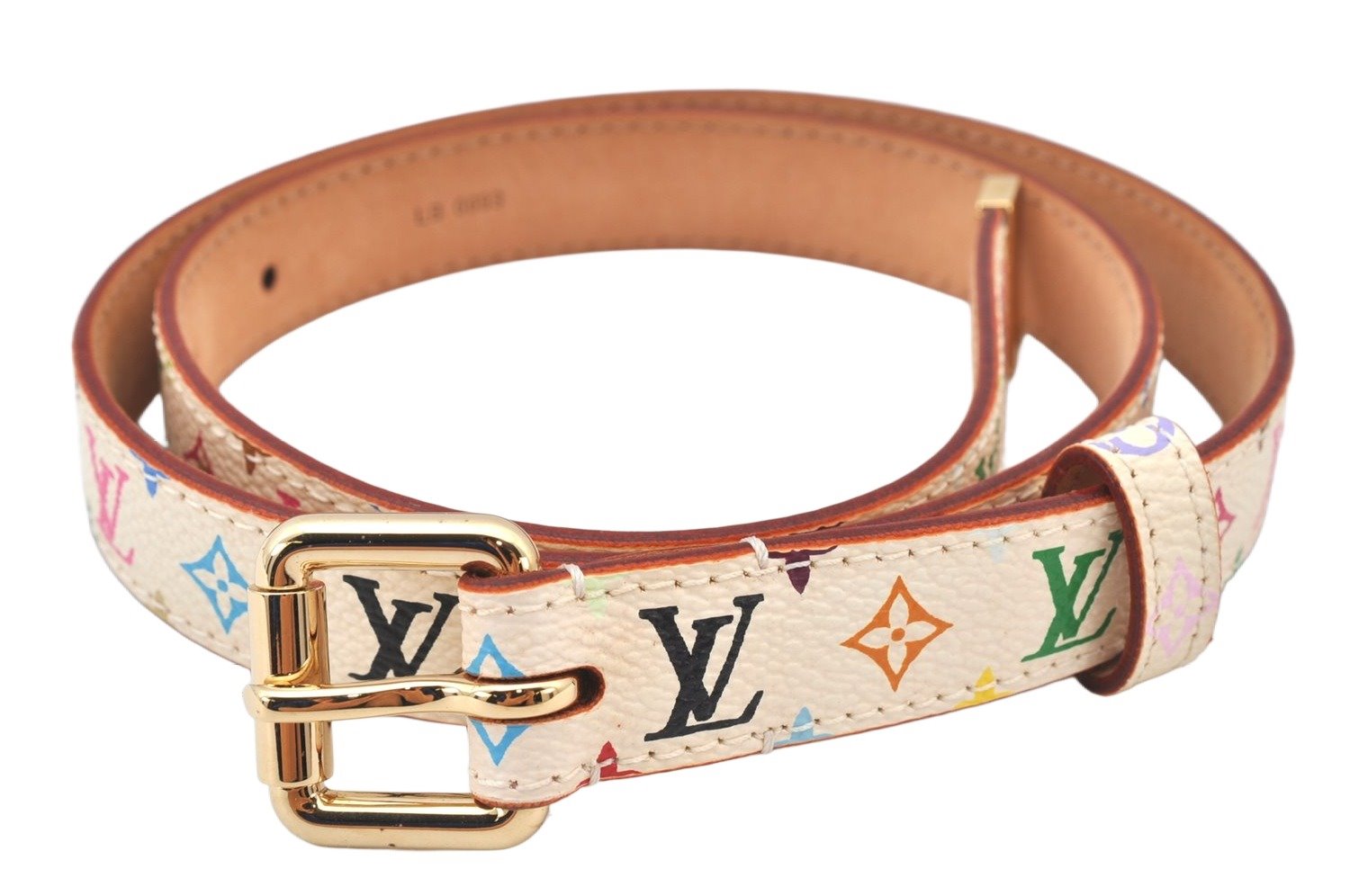 Louis Vuitton Monogram Multicolor Ceinture Belt White 70cm 27.6