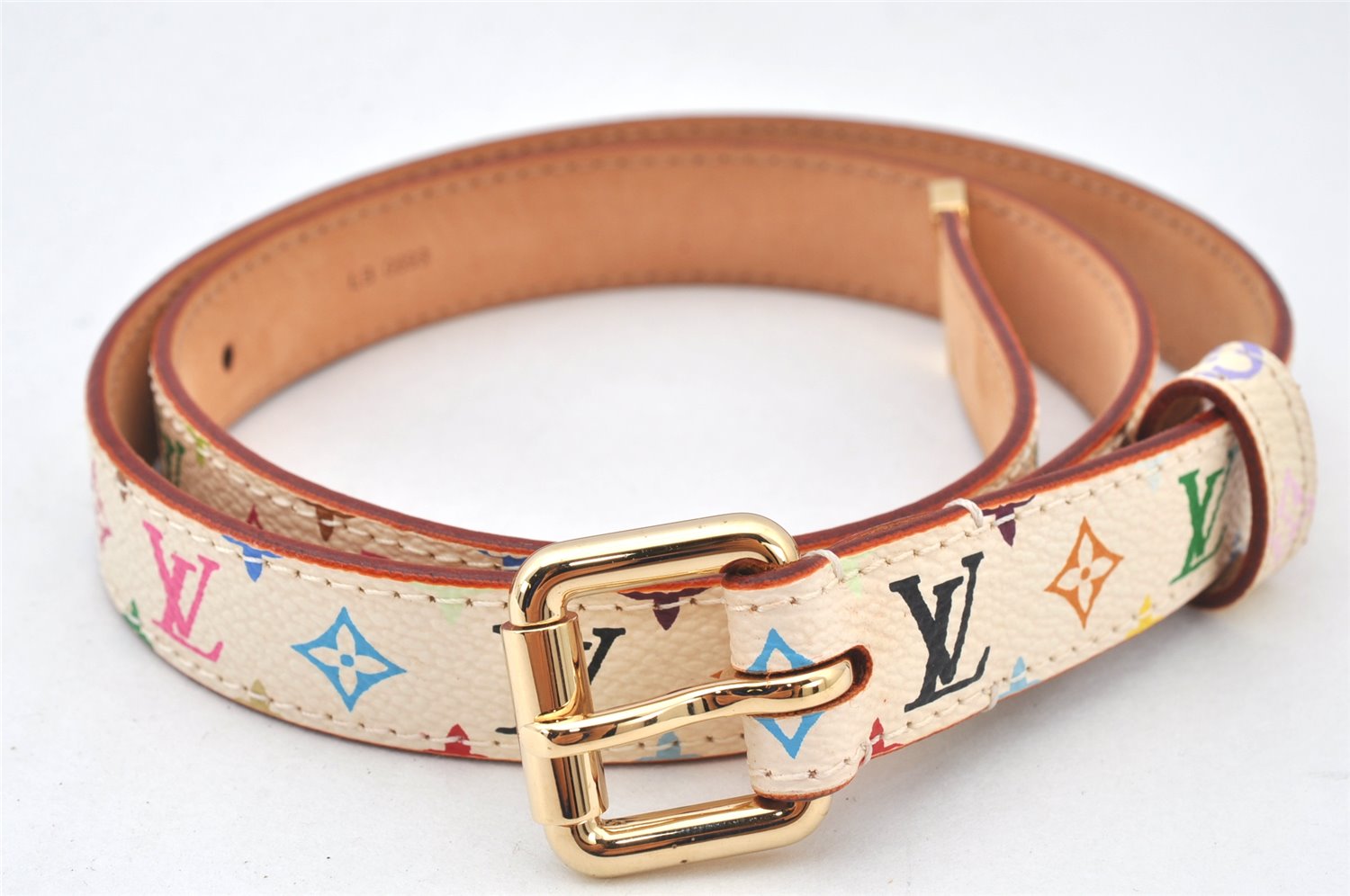 Louis Vuitton Monogram Multicolor Ceinture Belt White 70cm 27.6