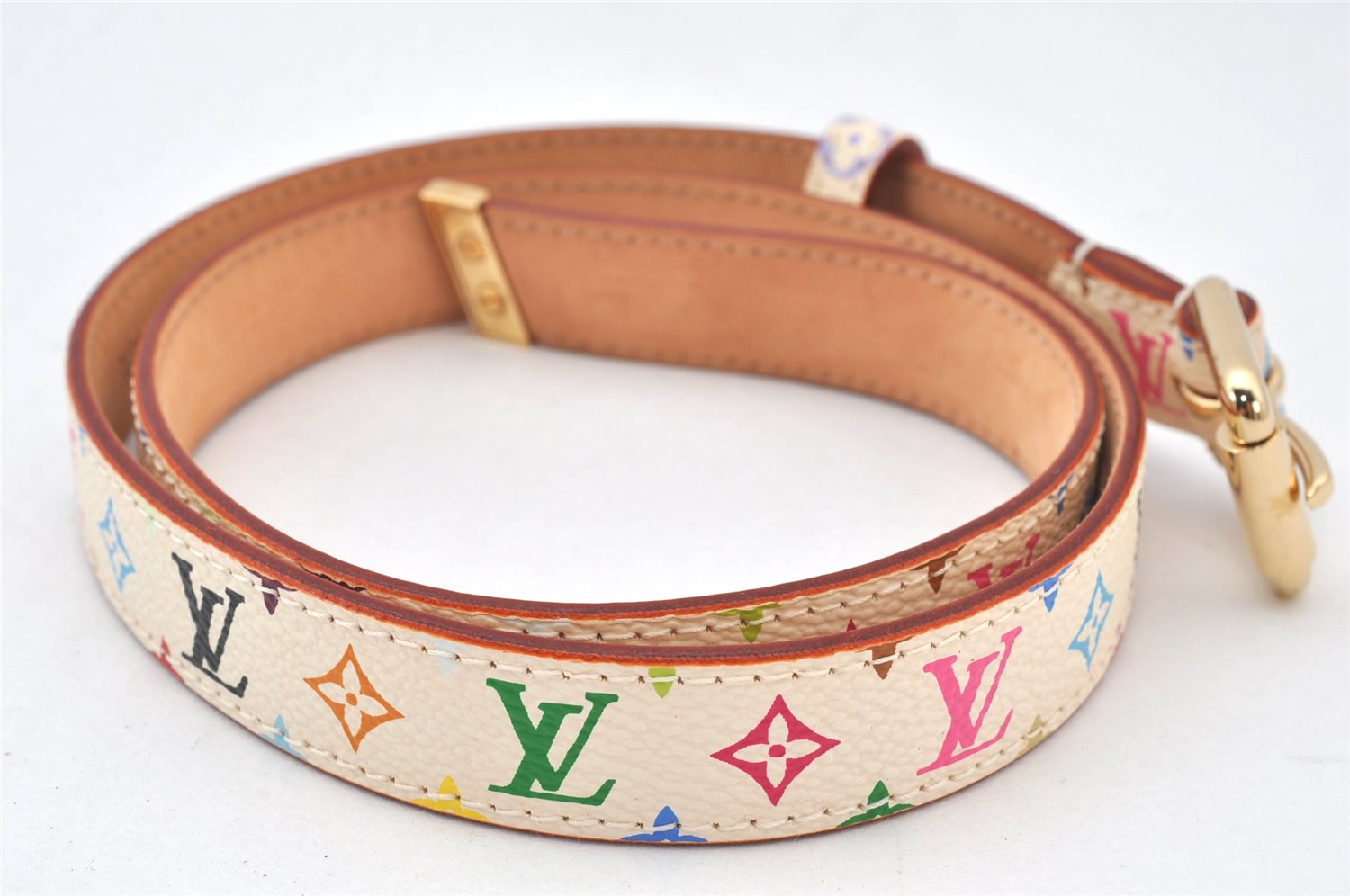 Louis Vuitton Monogram Multicolor Ceinture Belt White 70cm 27.6