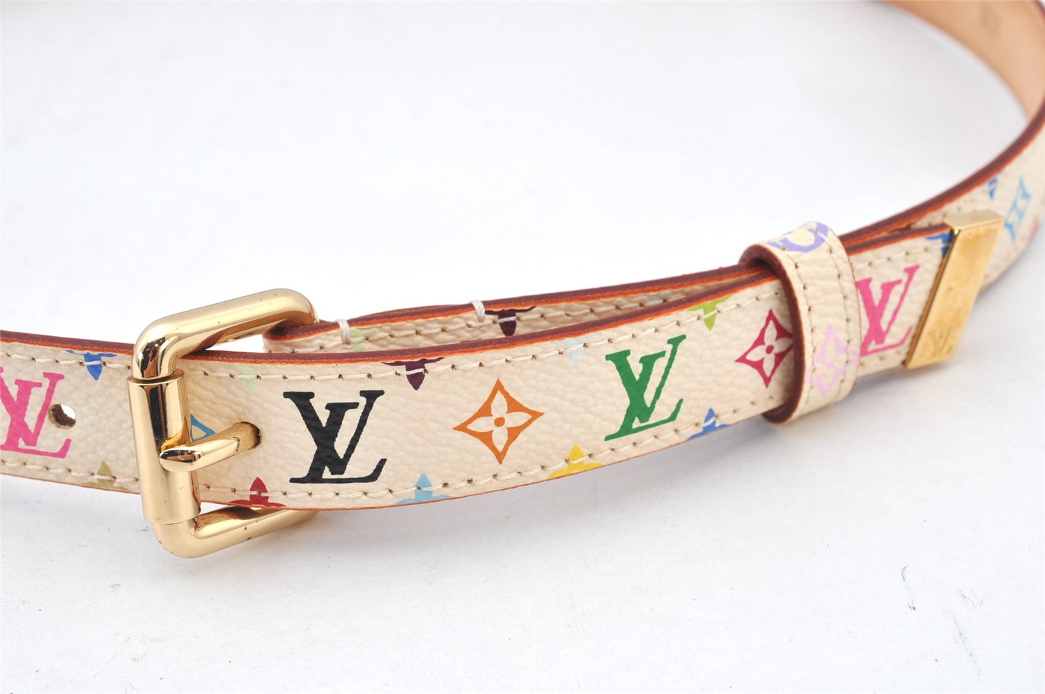 Louis Vuitton Monogram Multicolor Ceinture Belt White 70cm 27.6