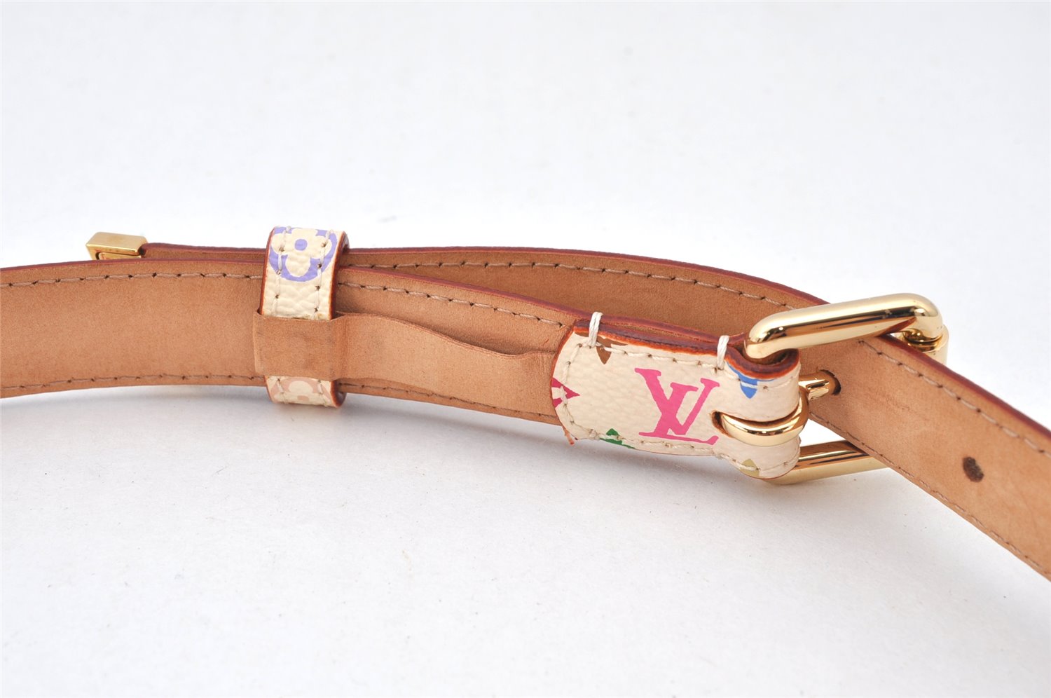 Louis Vuitton Monogram Multicolor Ceinture Belt White 70cm 27.6