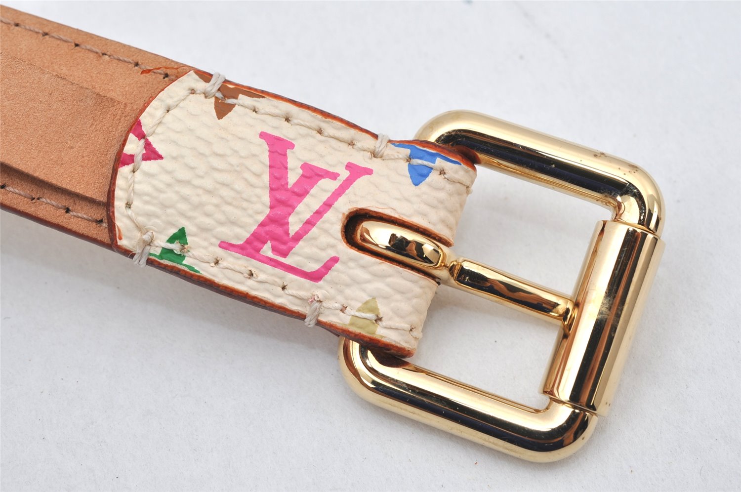 Louis Vuitton Monogram Multicolor Ceinture Belt White 70cm 27.6