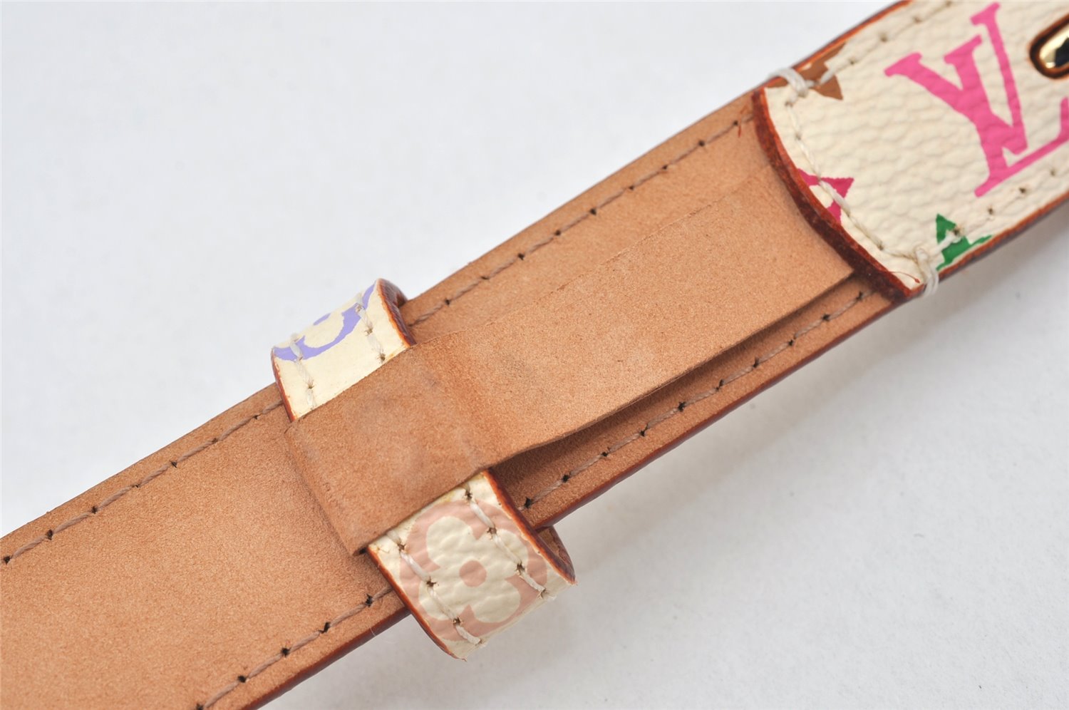 Louis Vuitton Monogram Multicolor Ceinture Belt White 70cm 27.6