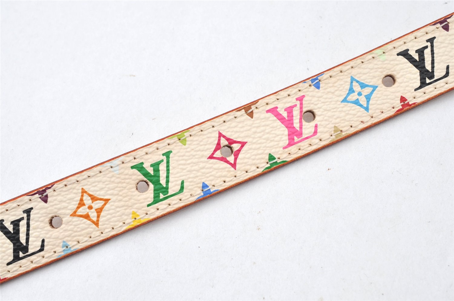 Louis Vuitton Monogram Multicolor Ceinture Belt White 70cm 27.6