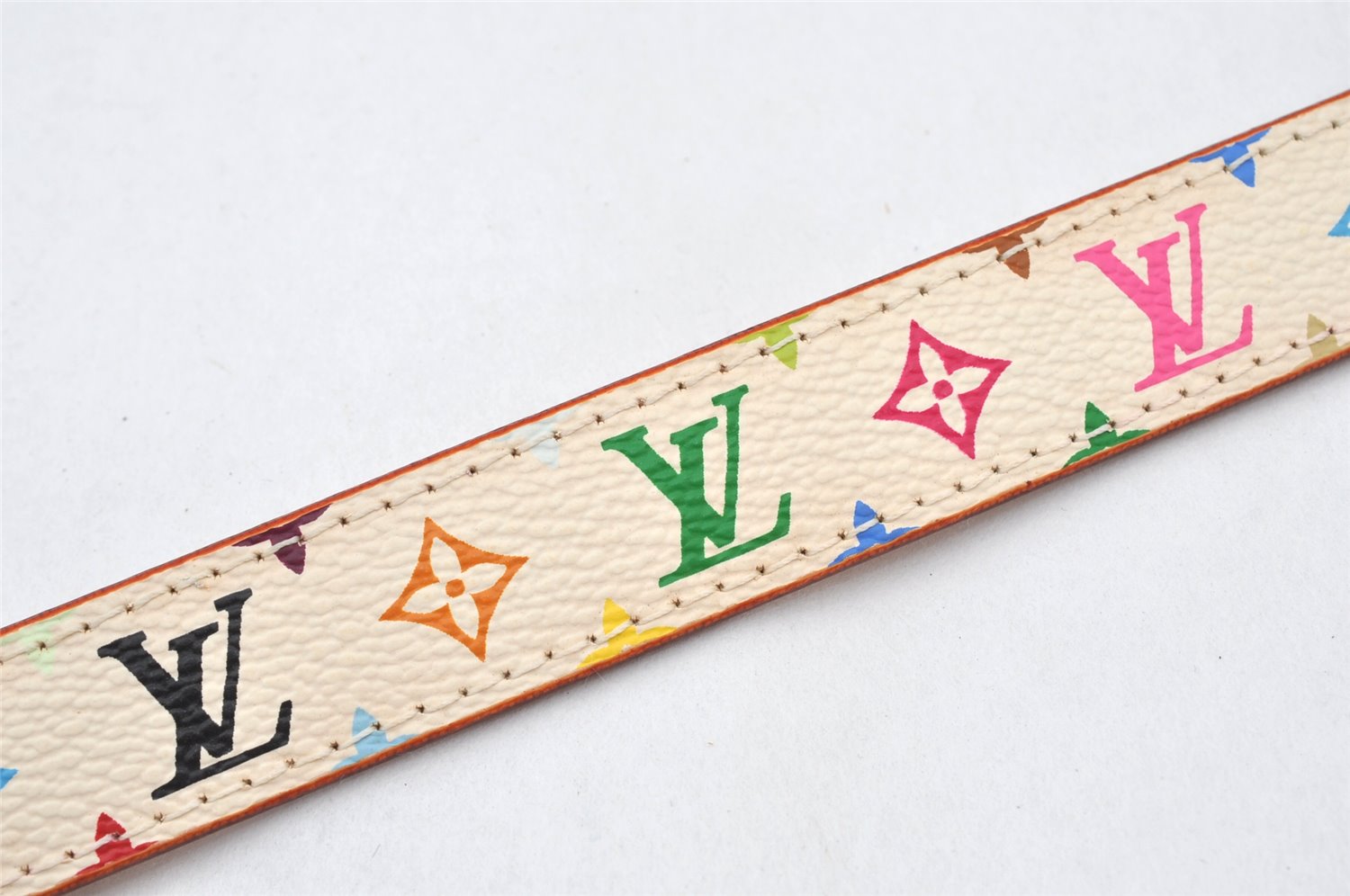 Louis Vuitton Monogram Multicolor Ceinture Belt White 70cm 27.6